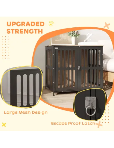 PawHut Dog Crate Furniture with Anti-Chew Resistant Mesh, Anti-Escape Single Door, for Medium Dogs, 80 x 55 x 72 cm