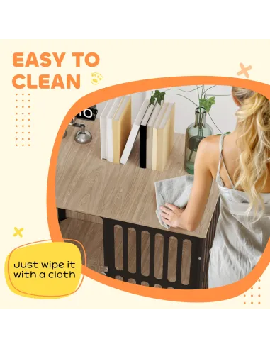 PawHut Dog Crate Furniture with Anti-Chew Resistant Mesh, Anti-Escape Single Door, for Medium Dogs, 80 x 55 x 72 cm