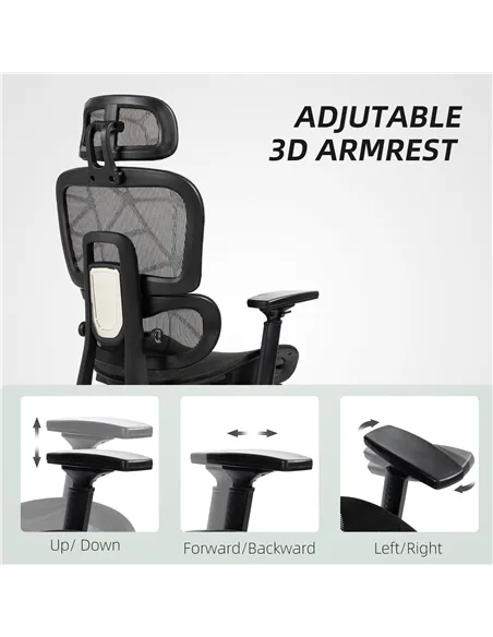 HOMCOM Multi-Adjustable Mesh Office Chair - Black