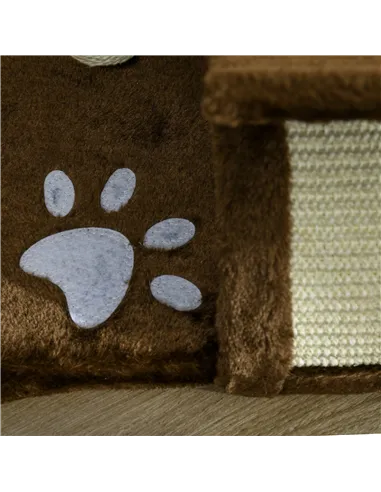 PawHut Cat Tree, Cat Tower for Kittens with Rotatable Top Bar, Sisal Scratching Post, Tunnel, Dangling Balls - Brown