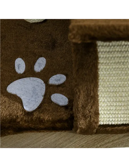 PawHut Cat Tree, Cat Tower for Kittens with Rotatable Top Bar, Sisal Scratching Post, Tunnel, Dangling Balls - Brown