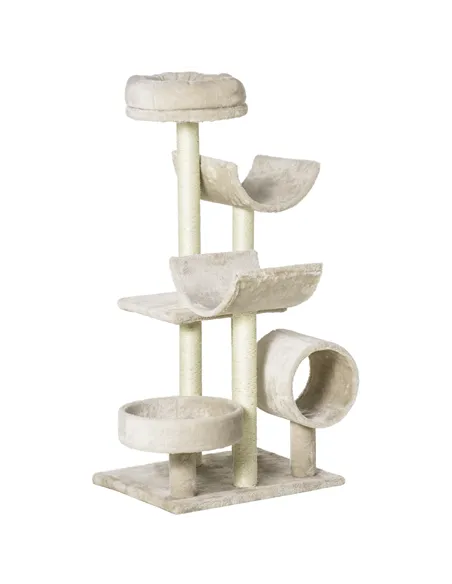 PawHut Cat Tree for Indoor Cats Kitten Pet Scratching Post Perch Activity Center Scratcher Climb Post Play House Arch with Tunne