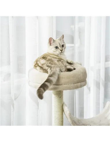 PawHut Cat Tree for Indoor Cats Kitten Pet Scratching Post Perch Activity Center Scratcher Climb Post Play House Arch with Tunne