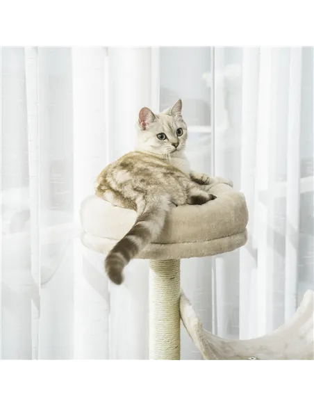 PawHut Cat Tree for Indoor Cats Kitten Pet Scratching Post Perch Activity Center Scratcher Climb Post Play House Arch with Tunne
