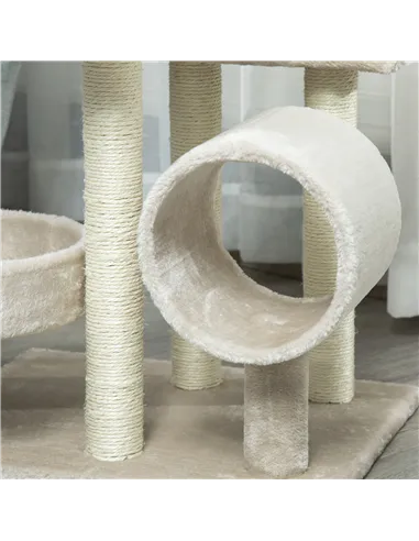 PawHut Cat Tree for Indoor Cats Kitten Pet Scratching Post Perch Activity Center Scratcher Climb Post Play House Arch with Tunne