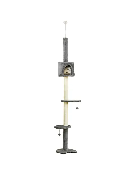 PawHut Floor to Ceiling Cat Tree for Indoor Cats, Kitten Tower, Condo, Multi-Layer Activity Center, Indoor Pet Play House with S