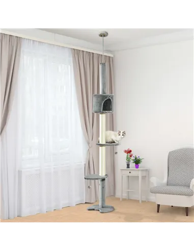 PawHut Floor to Ceiling Cat Tree for Indoor Cats, Kitten Tower, Condo, Multi-Layer Activity Center, Indoor Pet Play House with S