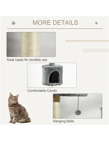 PawHut Floor to Ceiling Cat Tree for Indoor Cats, Kitten Tower, Condo, Multi-Layer Activity Center, Indoor Pet Play House with S