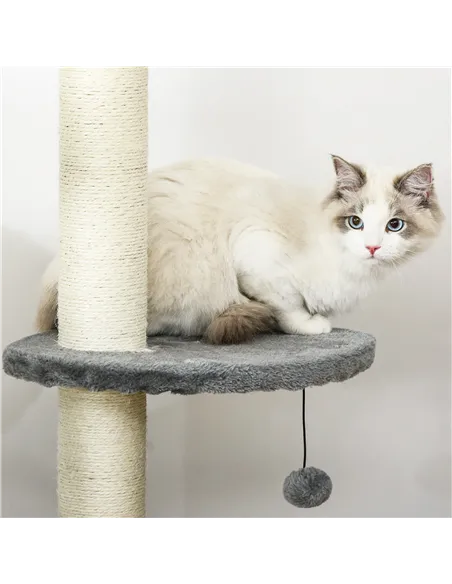 PawHut Floor to Ceiling Cat Tree for Indoor Cats, Kitten Tower, Condo, Multi-Layer Activity Center, Indoor Pet Play House with S