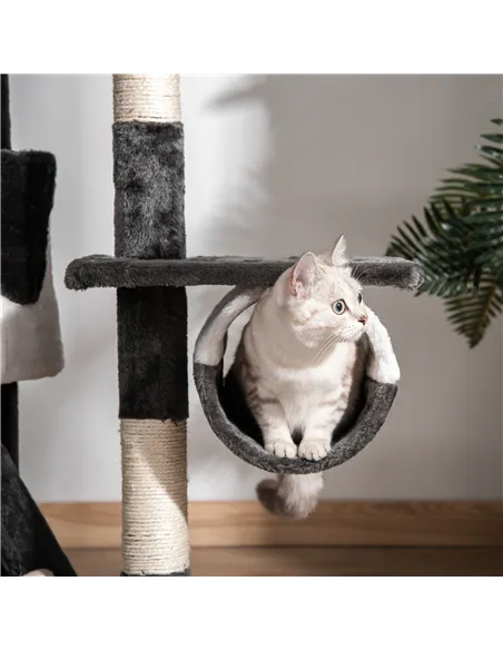 PawHut Floor-to-Ceiling Cat Tree for Indoor Cats, 240-260cm Adjustable Cat Tree - White