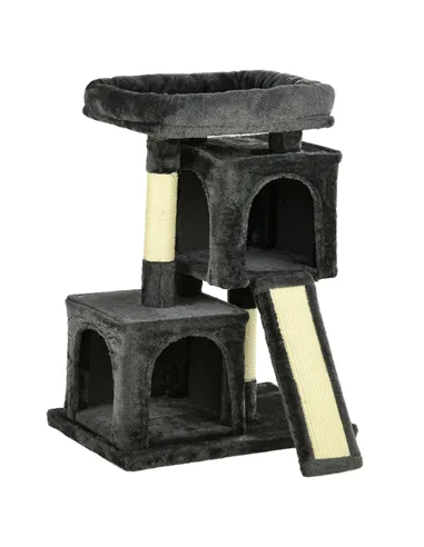 PawHut Cat Tree for Indoor Cats 83cm Cat Scratching Post Scratch Board Kitten Tower Climbing Frame Black
