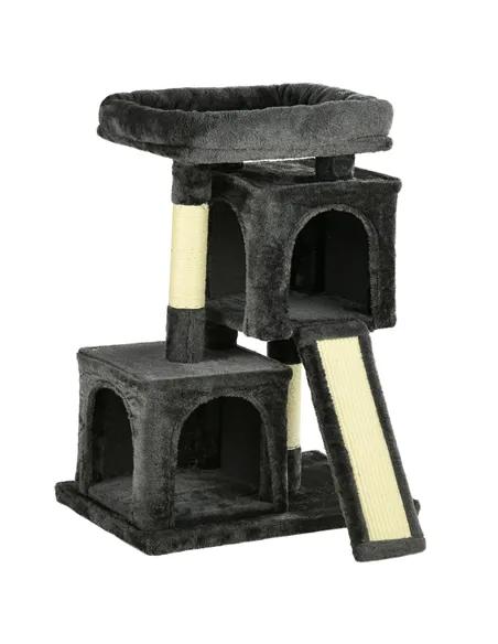 PawHut Cat Tree for Indoor Cats 83cm Cat Scratching Post Scratch Board Kitten Tower Climbing Frame Black