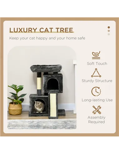 PawHut Cat Tree for Indoor Cats 83cm Cat Scratching Post Scratch Board Kitten Tower Climbing Frame Black