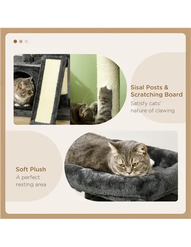 PawHut Cat Tree for Indoor Cats 83cm Cat Scratching Post Scratch Board Kitten Tower Climbing Frame Black