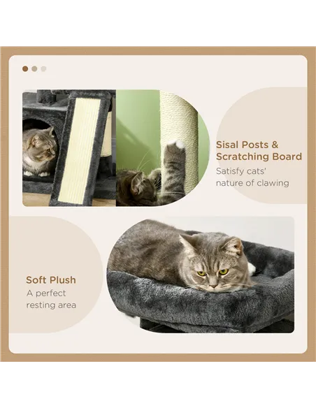 PawHut Cat Tree for Indoor Cats 83cm Cat Scratching Post Scratch Board Kitten Tower Climbing Frame Black