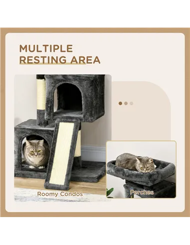 PawHut Cat Tree for Indoor Cats 83cm Cat Scratching Post Scratch Board Kitten Tower Climbing Frame Black