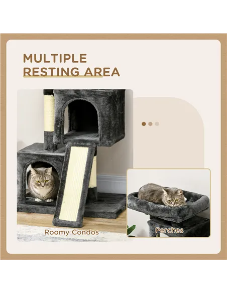 PawHut Cat Tree for Indoor Cats 83cm Cat Scratching Post Scratch Board Kitten Tower Climbing Frame Black