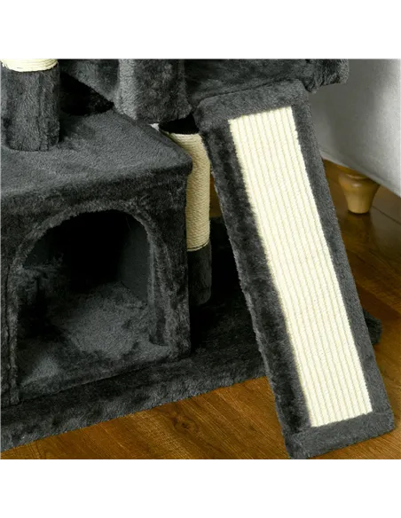 PawHut Cat Tree for Indoor Cats 83cm Cat Scratching Post Scratch Board Kitten Tower Climbing Frame Black