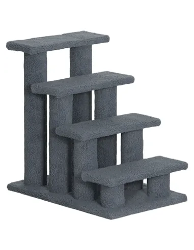 PawHut Dog Steps for Bed 4 Step Pet Stairs for Sofa Dog Cat Climb Ladder 63x43x60 cm Grey
