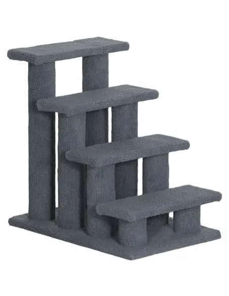 PawHut Dog Steps for Bed 4 Step Pet Stairs for Sofa Dog Cat Climb Ladder 63x43x60 cm Grey