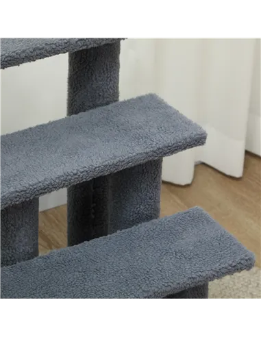 PawHut Dog Steps for Bed 4 Step Pet Stairs for Sofa Dog Cat Climb Ladder 63x43x60 cm Grey
