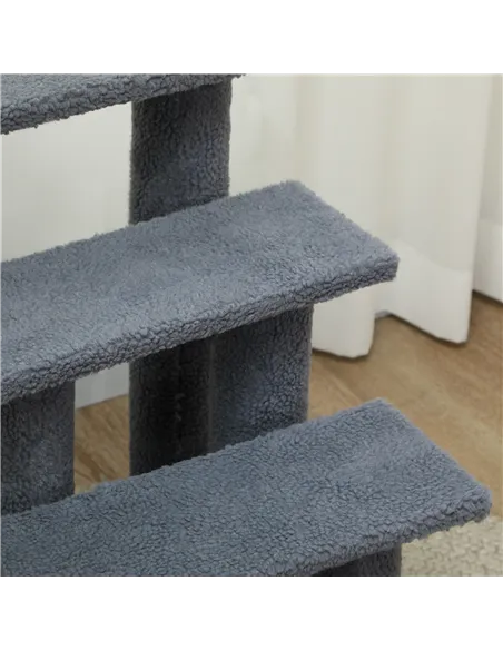 PawHut Dog Steps for Bed 4 Step Pet Stairs for Sofa Dog Cat Climb Ladder 63x43x60 cm Grey