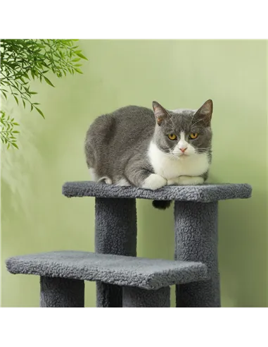 PawHut Dog Steps for Bed 4 Step Pet Stairs for Sofa Dog Cat Climb Ladder 63x43x60 cm Grey