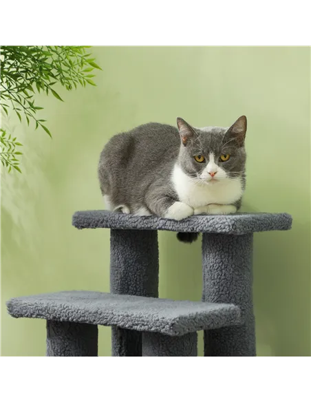 PawHut Dog Steps for Bed 4 Step Pet Stairs for Sofa Dog Cat Climb Ladder 63x43x60 cm Grey