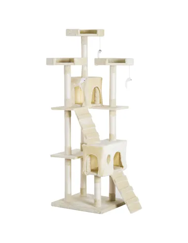 PawHut Cat Tree for Indoor Cats Play Tower Activity Center Kitten Scratch Post Climbing Tower 181 cm