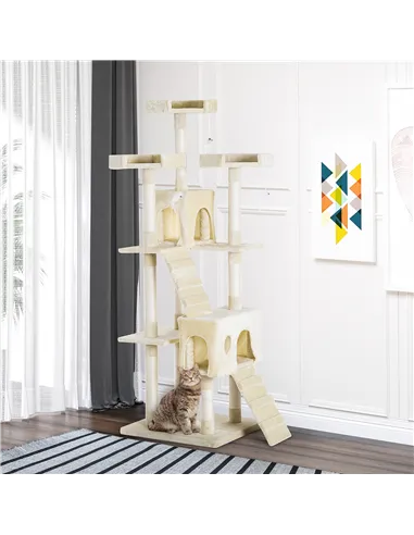 PawHut Cat Tree for Indoor Cats Play Tower Activity Center Kitten Scratch Post Climbing Tower 181 cm