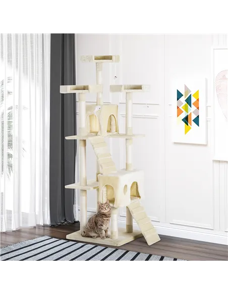 PawHut Cat Tree for Indoor Cats Play Tower Activity Center Kitten Scratch Post Climbing Tower 181 cm