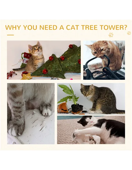 PawHut Cat Tree for Indoor Cats Play Tower Activity Center Kitten Scratch Post Climbing Tower 181 cm