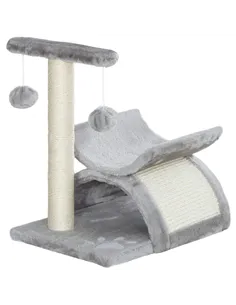 PawHut Cat Tree, Cat Tower for Kittens with Rotatable Top Bar, Sisal Scratching Post, Tunnel, Dangling Balls - Grey