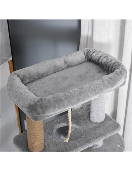 PawHut Cat Tree Tower for Indoor Cats 120cm Climbing Kitten Activity Center with Jute Scratching Post Perch Hanging Ball Hammock