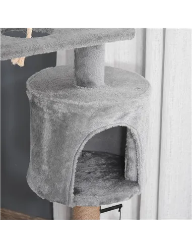 PawHut Cat Tree Tower for Indoor Cats 120cm Climbing Kitten Activity Center with Jute Scratching Post Perch Hanging Ball Hammock