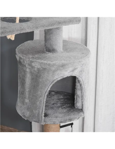 PawHut Cat Tree Tower for Indoor Cats 120cm Climbing Kitten Activity Center with Jute Scratching Post Perch Hanging Ball Hammock