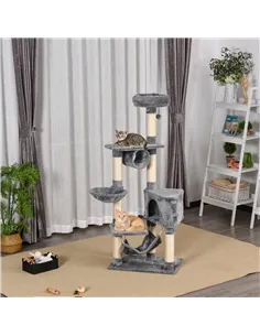 PawHut Cat Tree for Indoor Cats Condo Tower Multi-level Height 150CM  Kittens Activity Stand House with Toys & Various Scratchin 2