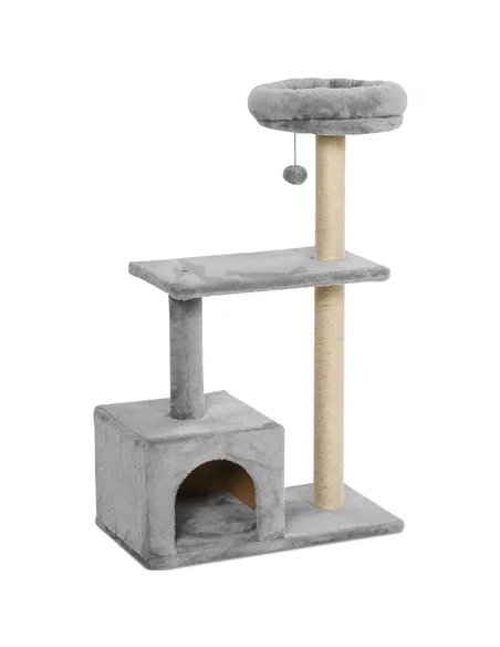 PawHut 96cm Cat Tree for Indoor Cats Condo Sisal Scratching Post Cat Tower Kitten Play House Dangling Ball Activity Center Furni