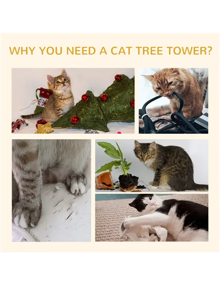 PawHut Floor-to-Ceiling Cat Tree for Indoor Cats, 240-260cm Adjustable Cat Tree - Dark Grey