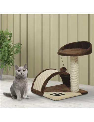 PawHut Cat Tree Scratching Scratcher Post Kitten Activity Centre Climber Hanging Ball Brown