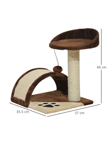 PawHut Cat Tree Scratching Scratcher Post Kitten Activity Centre Climber Hanging Ball Brown