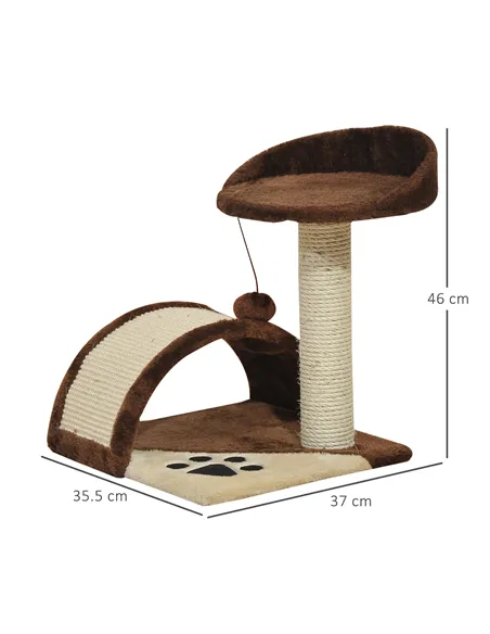 PawHut Cat Tree Scratching Scratcher Post Kitten Activity Centre Climber Hanging Ball Brown