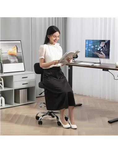 HOMCOM Drafting Chair, Office Chair with Backrest and Adjustable Footrest, Height Adjustable Stool, Leather Padded Rolling Task 