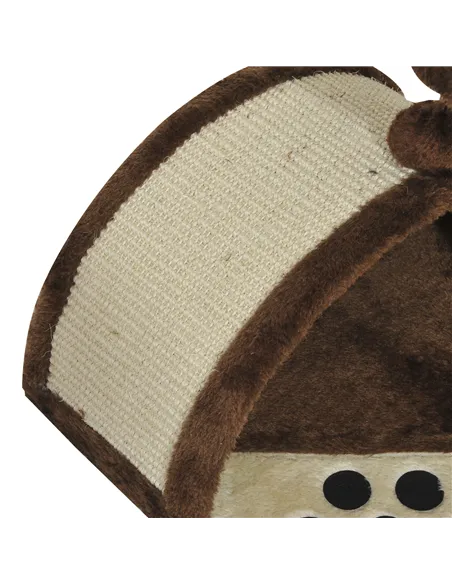 PawHut Cat Tree Scratching Scratcher Post Kitten Activity Centre Climber Hanging Ball Brown