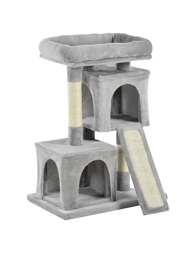 PawHut Cat Tree for Indoor Cats 83cm Cat Scratching Post Scratch Board Kitten Tower Climbing Frame Grey