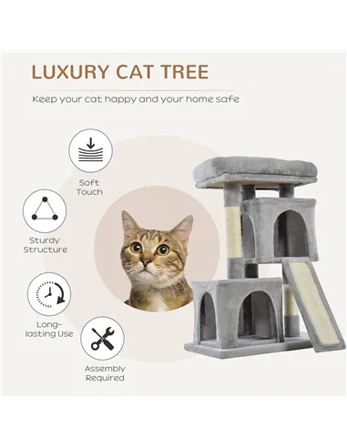 PawHut Cat Tree for Indoor Cats 83cm Cat Scratching Post Scratch Board Kitten Tower Climbing Frame Grey