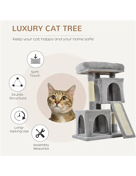 PawHut Cat Tree for Indoor Cats 83cm Cat Scratching Post Scratch Board Kitten Tower Climbing Frame Grey