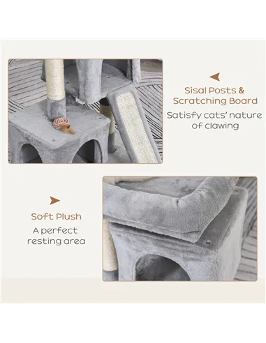 PawHut Cat Tree for Indoor Cats 83cm Cat Scratching Post Scratch Board Kitten Tower Climbing Frame Grey