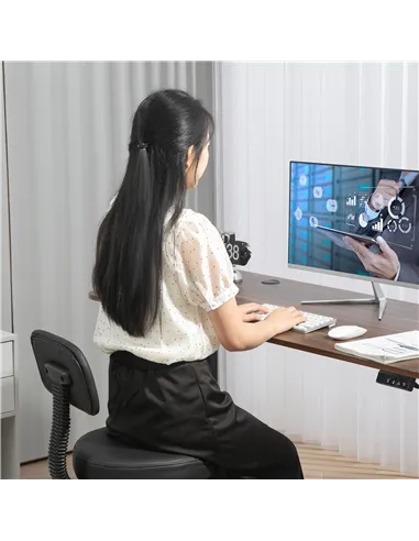 HOMCOM Drafting Chair, Office Chair with Backrest and Adjustable Footrest, Height Adjustable Stool, Leather Padded Rolling Task 