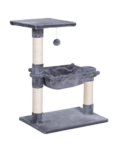 PawHut Cat Scratch Post with Bed Cat Tree for Indoor Cats Sisal Scratching Posts Hammock Kitty Activity Centre Grey
